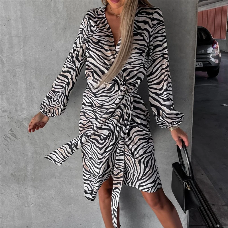 Autumn Casual Leopard Print Mini Dress Elegant V-neck Lace-up A-Line Party Dress Women Fashion Long Sleeve Draped Commuter Dress
Autumn Casual Leopard Print Mini Dress Elegant V-neck Lace-up A-Line Party Dress Women Fashion Long Sleeve Draped Commuter Dress