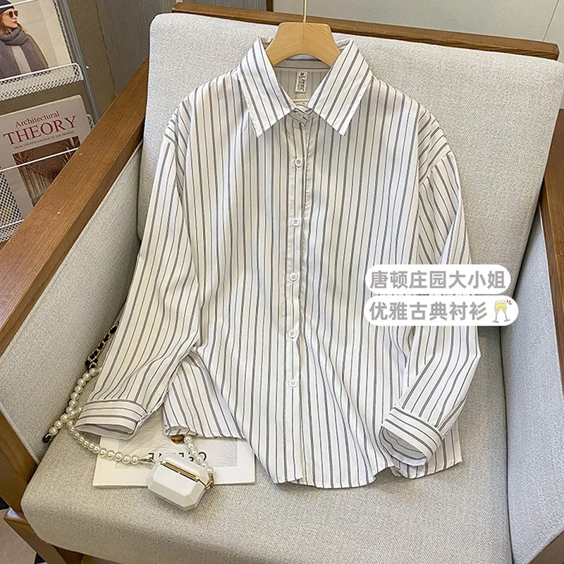 2023 New Arrival Spring Women Casual Loose Long Sleeve Turn-down Collar Blouse Vintage Striped Single Breasted Shirts V188
2023 New Arrival Spring Women Casual Loose Long Sleeve Turn-down Collar Blouse Vintage Striped Single Breasted Shirts V188