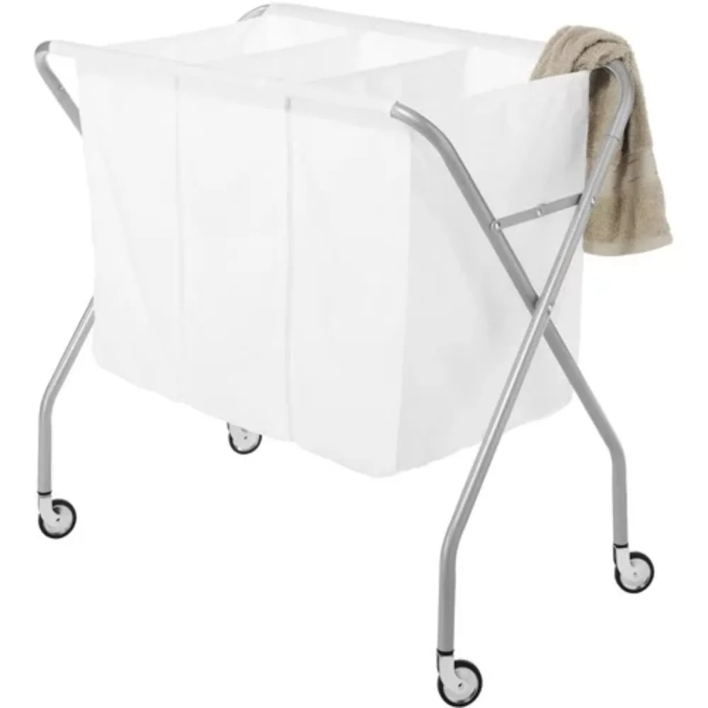3 Section Heavy Duty Collapsible Laundry Sorter, Silver and White Hamper Bag Washing Bin Organizer
3 Section Heavy Duty Collapsible Laundry Sorter, Silver and White Hamper Bag Washing Bin Organizer