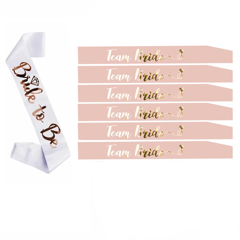 

White Bride To Be Sash Rose Gold Team Bride Sashes for Bridal Shower Bachelorette Engagement Wedding Favor Hen Party Supplies