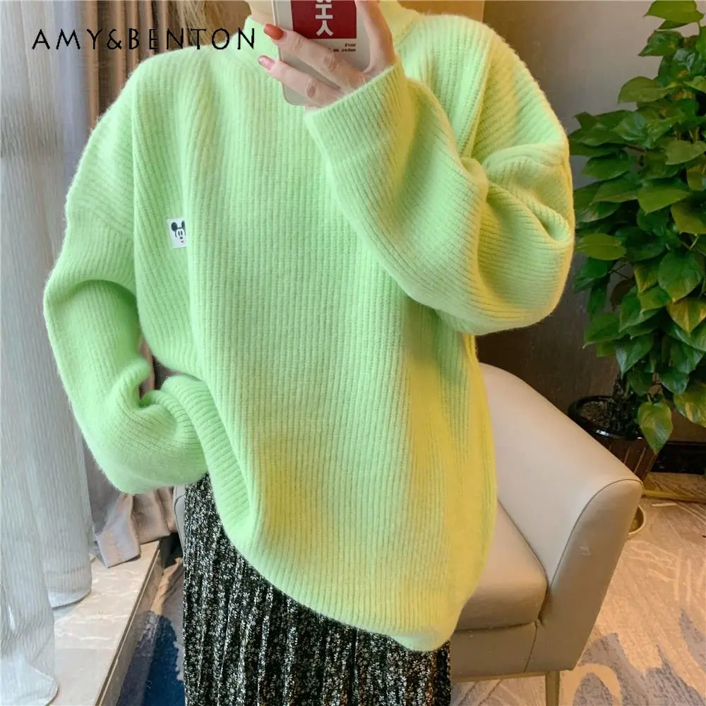Women's Autumn and Winter Candy Color Sweater New Loose Bottoming Sweater Younger Student Knitwear Outer Wear Pullover Tops
Women's Autumn and Winter Candy Color Sweater New Loose Bottoming Sweater Younger Student Knitwear Outer Wear Pullover Tops