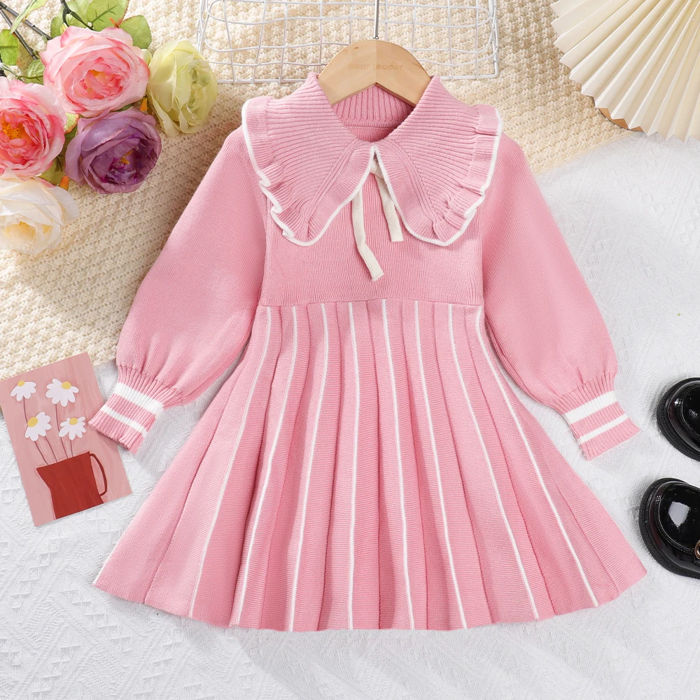 Menoea Girls' Sweater Dress 2023 Autumn/Winter New Girls' Ruffle Flap Collar Lace Up Ruffle Vertical Stripe Knit Dress
Menoea Girls' Sweater Dress 2023 Autumn/Winter New Girls' Ruffle Flap Collar Lace Up Ruffle Vertical Stripe Knit Dress