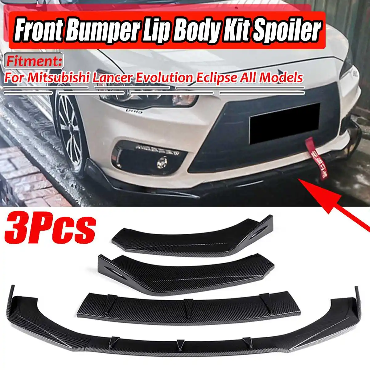 3x Universal Car Front Bumper Lip Splitter Diffuser Spoiler For Mitsubishi Lancer For Evolution Eclipse For Toyota Corolla Camry
3x Universal Car Front Bumper Lip Splitter Diffuser Spoiler For Mitsubishi Lancer For Evolution Eclipse For Toyota Corolla Camry
