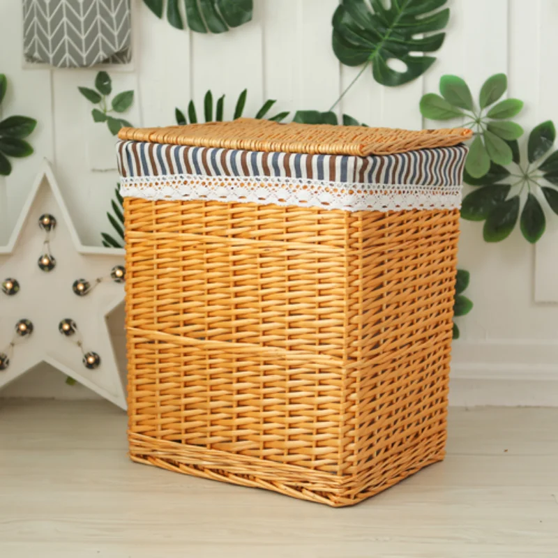 

Rattan Weaving Dirty Clothes Storage Basket Toy Storage Basket Woven Basket with Lid Aundry Hamper Storage Baskets