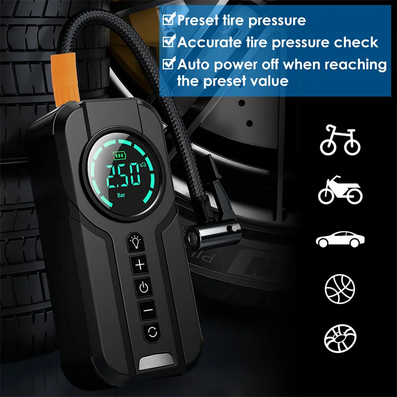 12V 150PSI Electric Air Pump Inflator Car Air Compressor Electric Wireless Portable Tire Inflator Pump for Motorcycle Bicycle
12V 150PSI Electric Air Pump Inflator Car Air Compressor Electric Wireless Portable Tire Inflator Pump for Motorcycle Bicycle