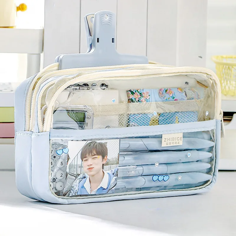 Large Capacity Transparent Pencil Bag Multilayer Candy Color Pen Case Zipper Pencil Pouch Stationery Holder Bag School Supplies
Large Capacity Transparent Pencil Bag Multilayer Candy Color Pen Case Zipper Pencil Pouch Stationery Holder Bag School Supplies