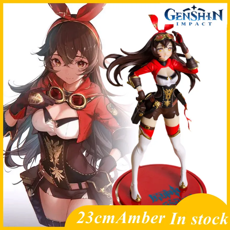 

18cm Genshin Impact Anime Figure Ganyu Amber Klee Hutao Keqing Paimon Pvc Action Figurine Collectible Model Doll Kawaii Toy Gift