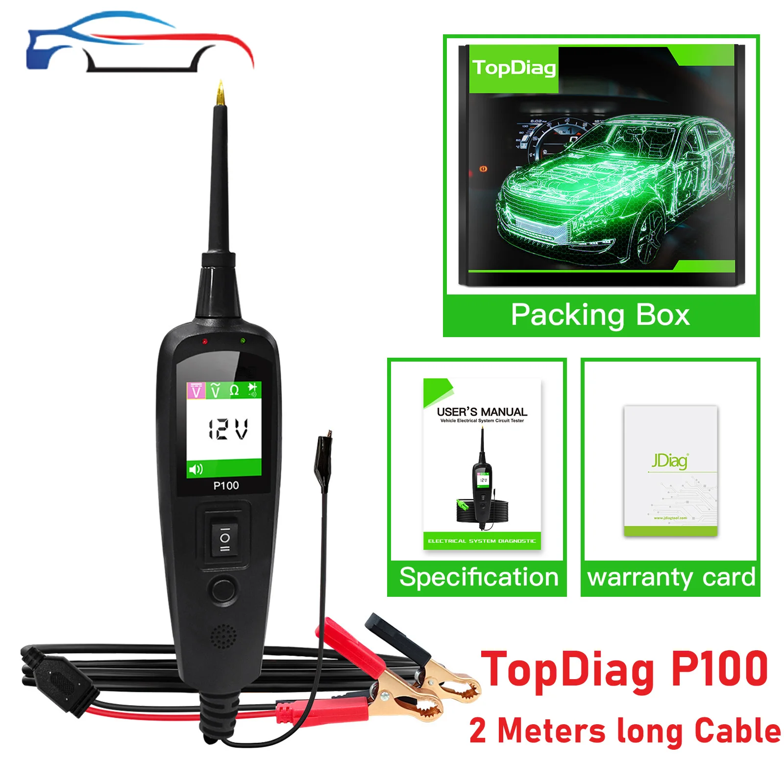 TOPDIAG P100 автомобильный диагностический тестер цепей комплект зондов для автомобильного 12 В 24 В детектор напряжения инструмент электрической системы
TOPDIAG P100 автомобильный диагностический тестер цепей комплект зондов для автомобильного 12 В 24 В детектор напряжения инструмент электрической системы