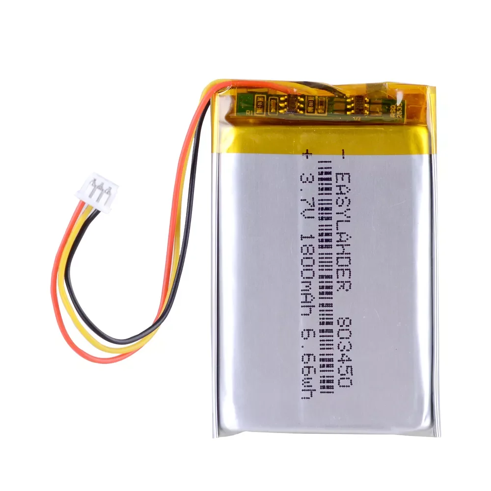 3.7V 1800mAh Lithium Polymer Rechargeable Battery with JST 1.25mm 3pin connector For MP3 camera GPS 803450 Corsair Void Pro
3.7V 1800mAh Lithium Polymer Rechargeable Battery with JST 1.25mm 3pin connector For MP3 camera GPS 803450 Corsair Void Pro