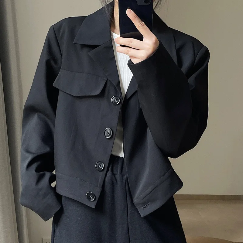 Spring Autumn Women's Casual Solid Color Single Breasted Pocket Decorative Jacket
Spring Autumn Women's Casual Solid Color Single Breasted Pocket Decorative Jacket