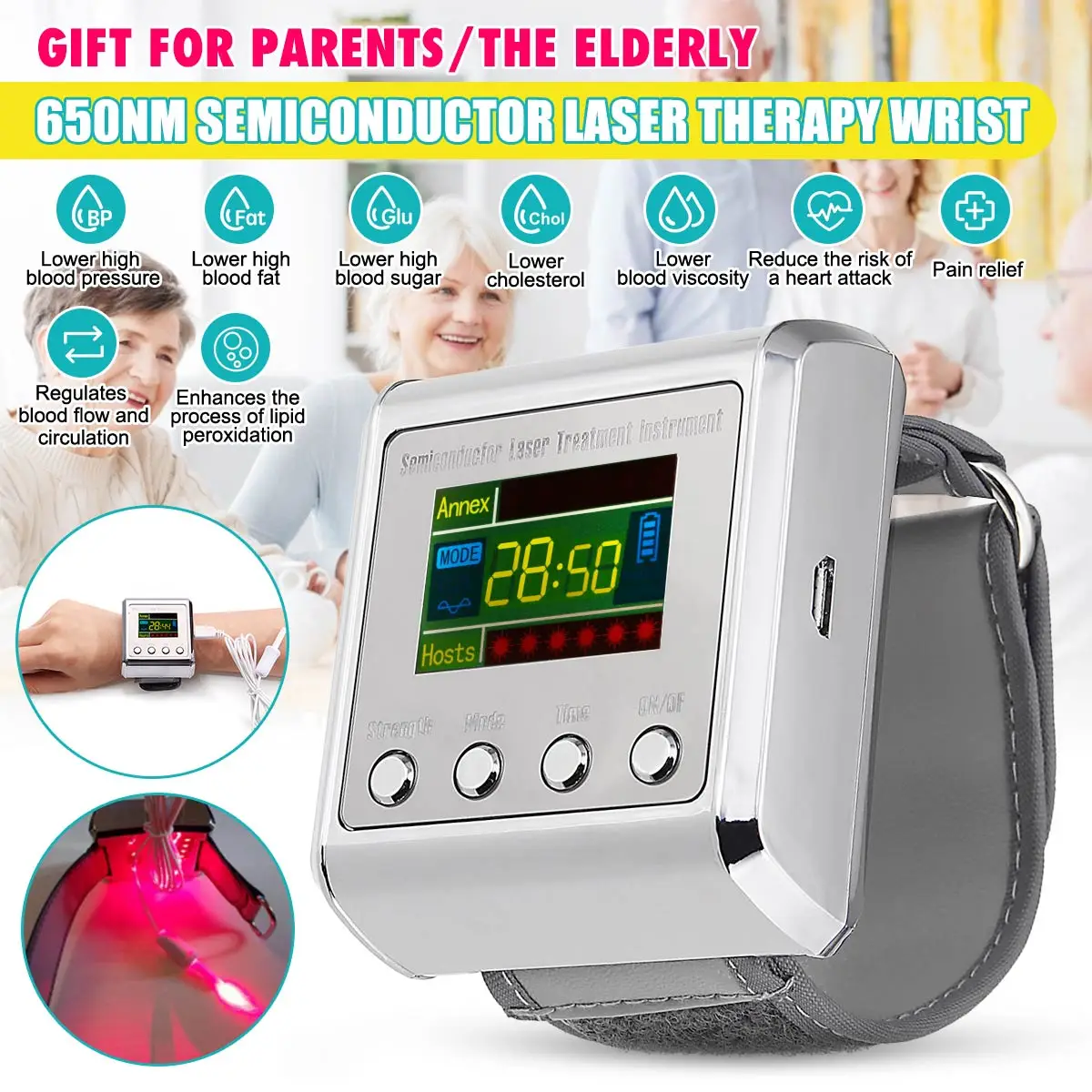 650nm Diode Physiotherapy Apparatus Laser Therapy for Diabetes Hypertension High blood Rhinitis Treatment Laser Wrist Watch
650nm Diode Physiotherapy Apparatus Laser Therapy for Diabetes Hypertension High blood Rhinitis Treatment Laser Wrist Watch