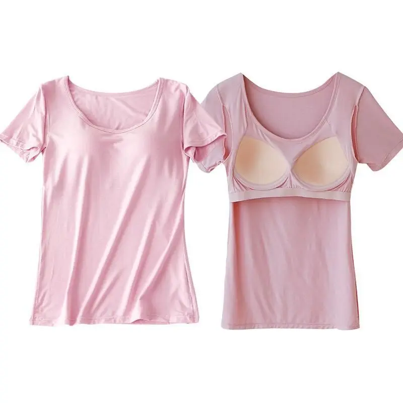 Women T-Shirt Summer Thin Short-Sleeved With Chest Pad Free Bra Cup One-Piece Self-Cultivation Yoga Bottoming Underwear
Women T-Shirt Summer Thin Short-Sleeved With Chest Pad Free Bra Cup One-Piece Self-Cultivation Yoga Bottoming Underwear