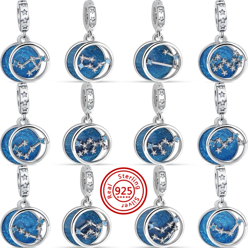 100% 925 Sterling Silver 12 Constellation Series Blue Pendant Star Sky Beads Fit Original Pandora Charms Bracelet Women Jewelry
100% 925 Sterling Silver 12 Constellation Series Blue Pendant Star Sky Beads Fit Original Pandora Charms Bracelet Women Jewelry