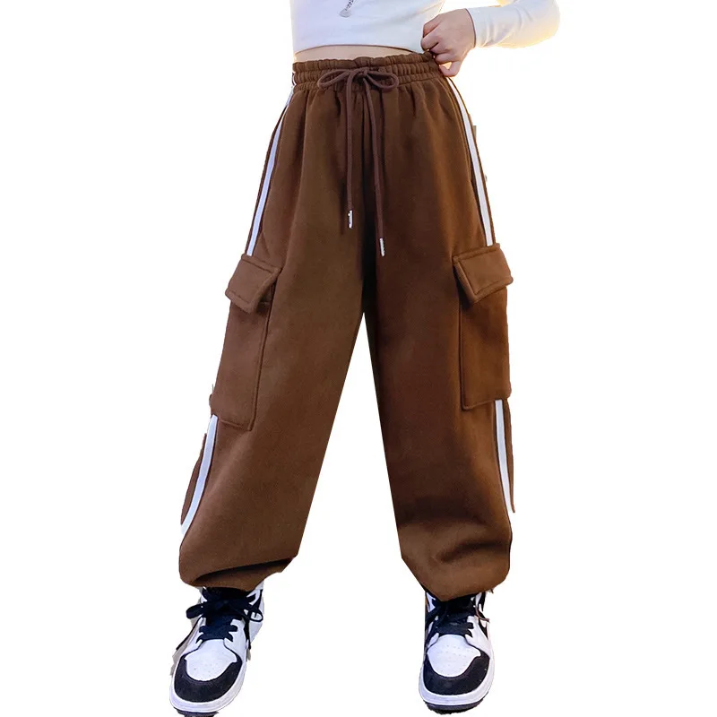 Одежда для девочек, зимние Новые повседневные брюки-карго в полоску сбоку, детская одежда, дизайнерские брюки с эластичным карманом на талии для подростков 4-14 лет 
Одежда для девочек, зимние Новые повседневные брюки-карго в полоску сбоку, детская одежда, дизайнерские брюки с эластичным карманом на талии для подростков 4-14 лет