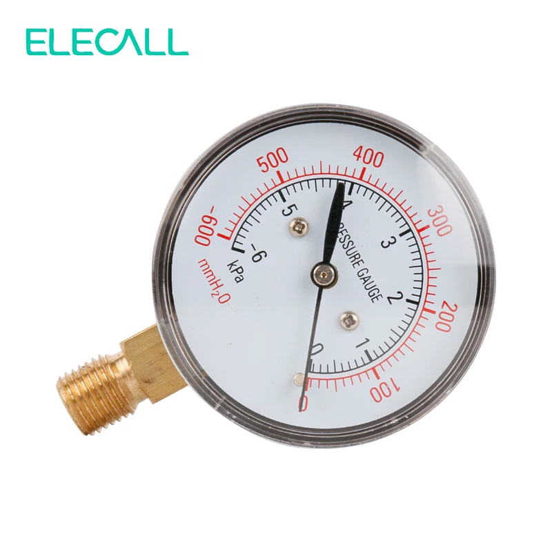 

ELECALL YE-60 Air Diaphragm Pressure Gauge -6~0KPA -100-0mbar Phosphor Bronze Film Box Pressure Gauge Positive Pressure Meter