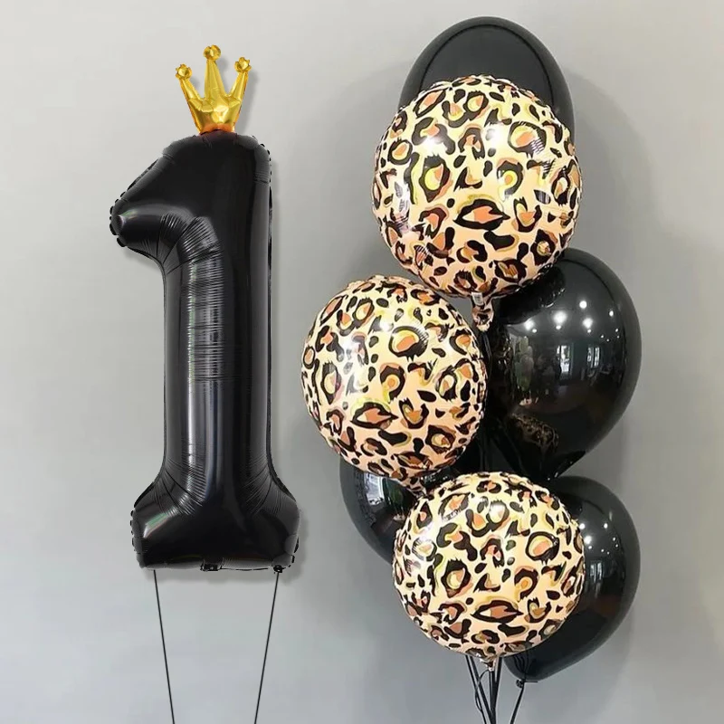 8Pcs 40inch Crown Black Number Balloons Leopard Print Round Ballons Happy Birthday Party Decorations Boy Men Baby Shower Globos
8Pcs 40inch Crown Black Number Balloons Leopard Print Round Ballons Happy Birthday Party Decorations Boy Men Baby Shower Globos