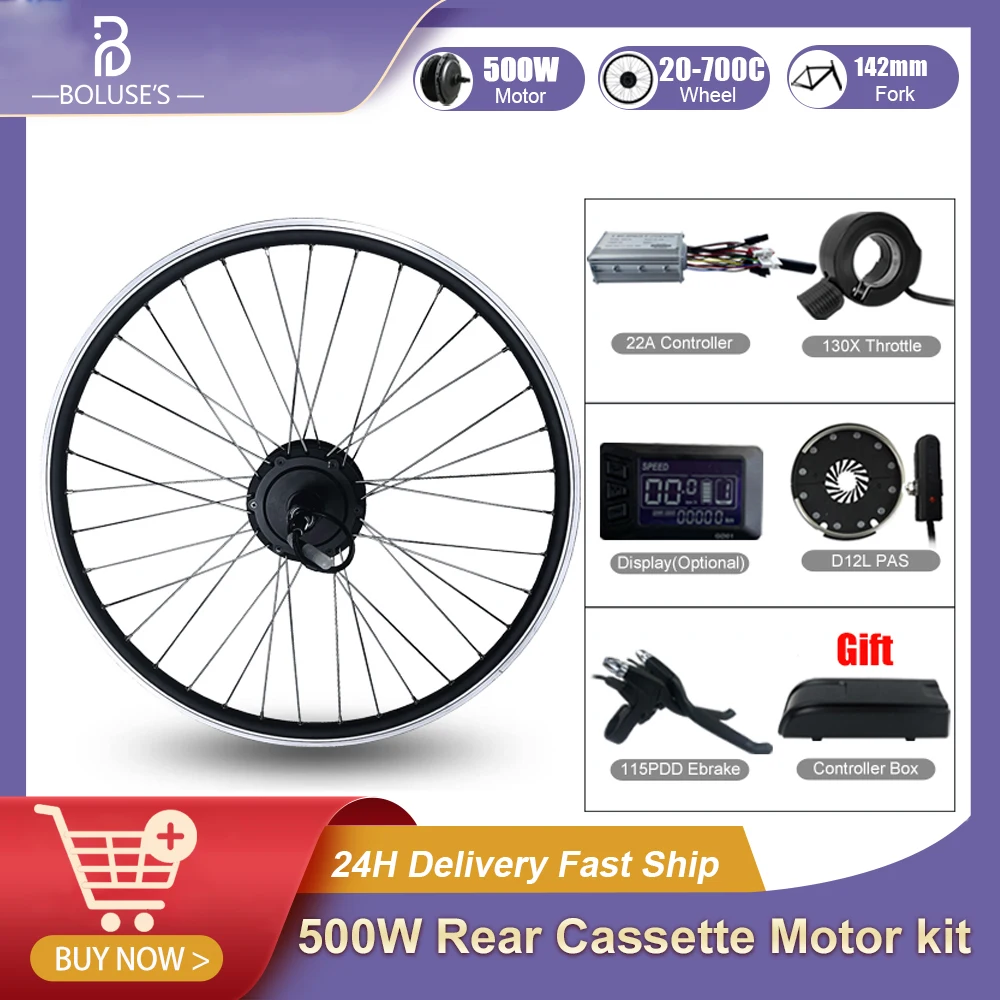 eBike Conversion Kit 500W Wheel Hub Motor Rear Cassette Brushless Gear Motor Dropout142mm Rim16-29Inch Diy Electric Bicycle Kit 
eBike Conversion Kit 500W Wheel Hub Motor Rear Cassette Brushless Gear Motor Dropout142mm Rim16-29Inch Diy Electric Bicycle Kit