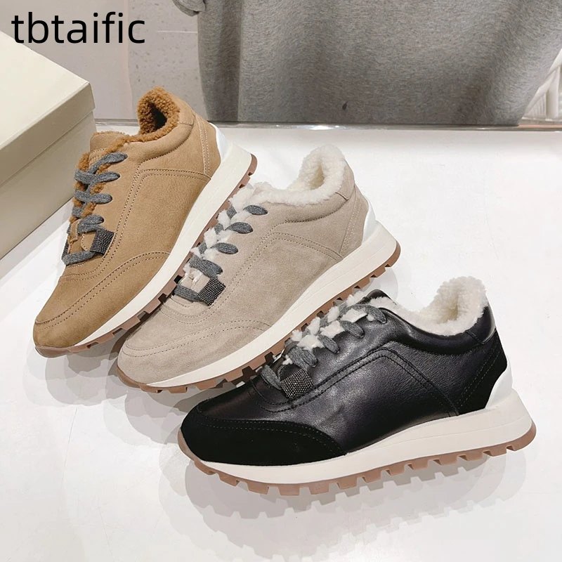 Sneakers Winter Wool Flat Platform Suede Designer Women Leather Tennis Shoes Warm Thick Sole Casual Shoes Daddy Shoes For Women
Sneakers Winter Wool Flat Platform Suede Designer Women Leather Tennis Shoes Warm Thick Sole Casual Shoes Daddy Shoes For Women