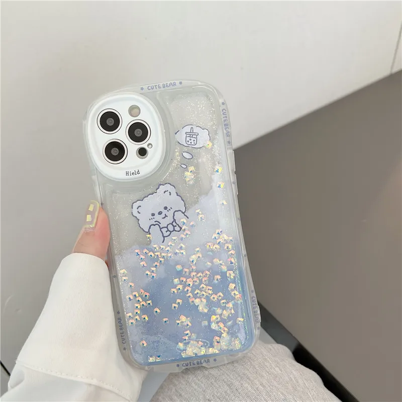 Cartoon Bear Glitter Liquid Quicksand Diamond Phone Case For iphone 13 12 11 Pro XS Max XR X Shockproof transparent Full Coverag
Cartoon Bear Glitter Liquid Quicksand Diamond Phone Case For iphone 13 12 11 Pro XS Max XR X Shockproof transparent Full Coverag