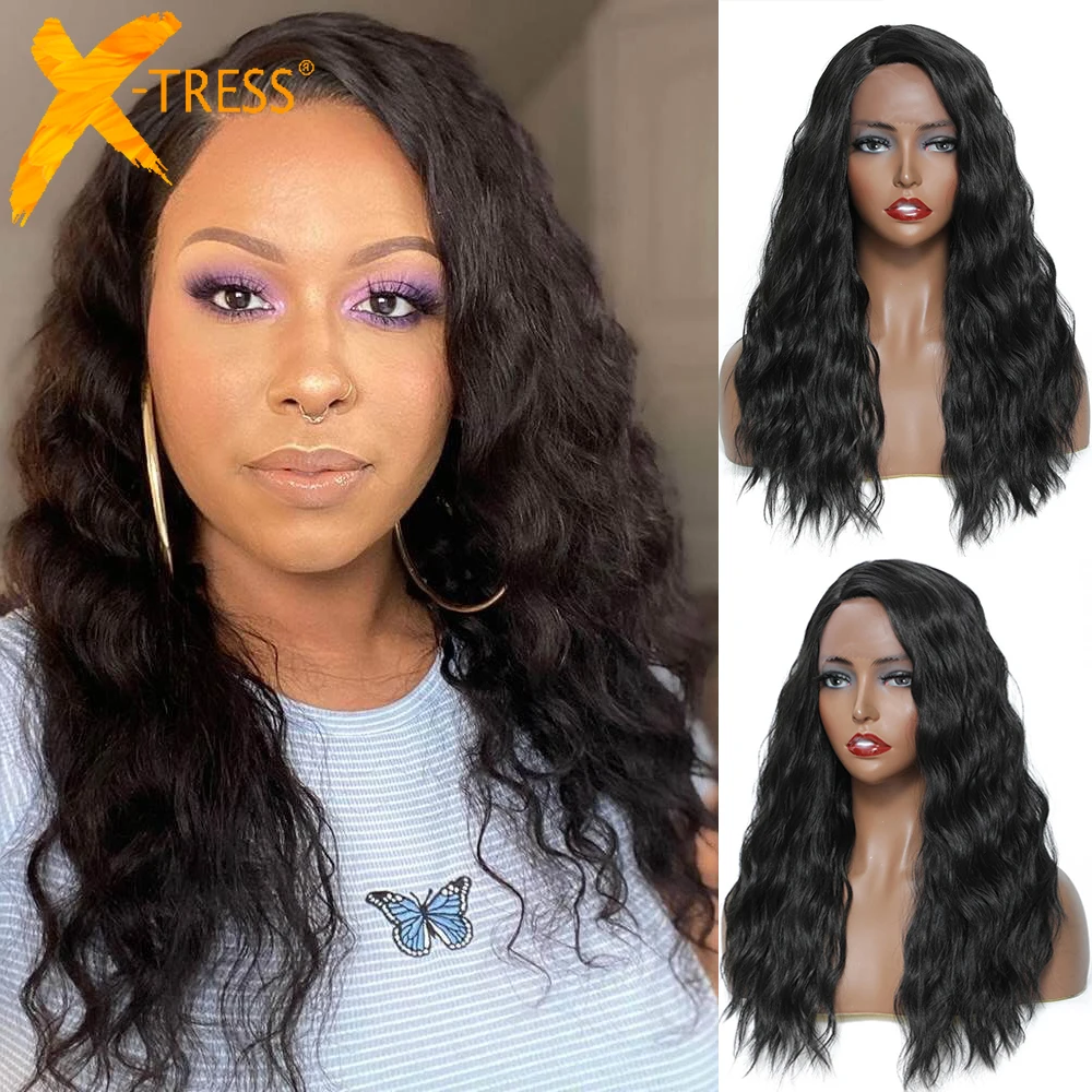 Natural Wave Medium Length Synthetic Lace Wigs For Women Black Colored Side Part Natural Hair Wig X-TRESS High Temperature Fiber
Natural Wave Medium Length Synthetic Lace Wigs For Women Black Colored Side Part Natural Hair Wig X-TRESS High Temperature Fiber
