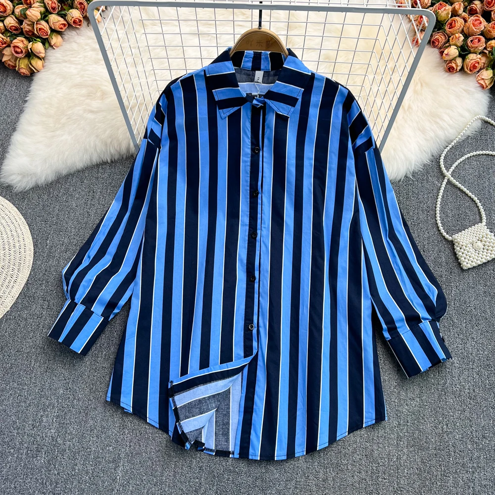 Vertical Stripe Shirt Women's Spring Korean Version Long Sleeve Loose Casual Versatile Coat Medium Long BF Lazy Top
Vertical Stripe Shirt Women's Spring Korean Version Long Sleeve Loose Casual Versatile Coat Medium Long BF Lazy Top