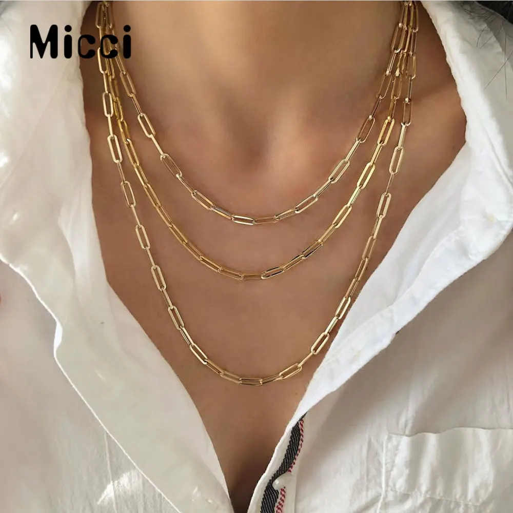 Simple Fashion Paper Clip Link Chain 18K Ladies Necklace Stainless Steel Gold Chain Necklace Ladies Men's Jewelry Gift
Simple Fashion Paper Clip Link Chain 18K Ladies Necklace Stainless Steel Gold Chain Necklace Ladies Men's Jewelry Gift