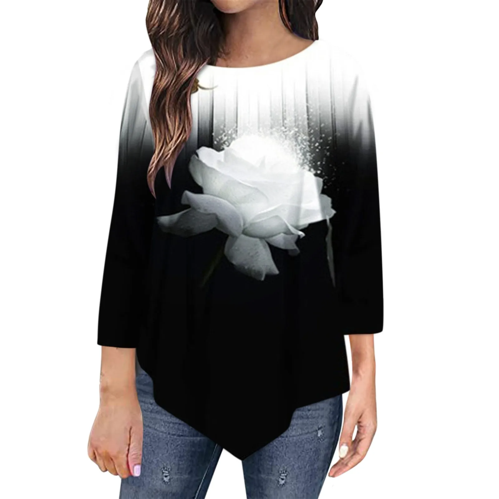 Women T Shirt Floral Ink Painting Print O Neck Long Sleeve Graphic Tees Ladies Asymmetrical Hem Autumn Casual Vintage Top 4
Women T Shirt Floral Ink Painting Print O Neck Long Sleeve Graphic Tees Ladies Asymmetrical Hem Autumn Casual Vintage Top 4