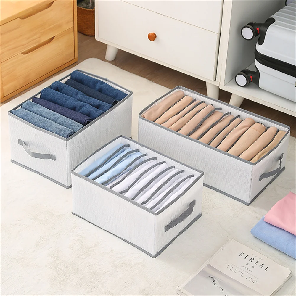 

Jeans Compartment Storage Box Closet Clothes Drawer Mesh Separation Box Stacking Pants Drawer Divider Can Washed Home Organizer