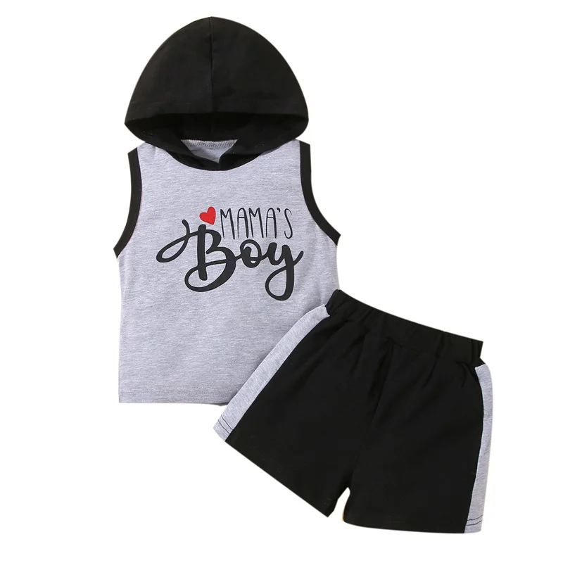 Baby Boys Shorts Set, Letters Print Hooded Vest with Elastic Waist Shorts Summer Outfit
Baby Boys Shorts Set, Letters Print Hooded Vest with Elastic Waist Shorts Summer Outfit
