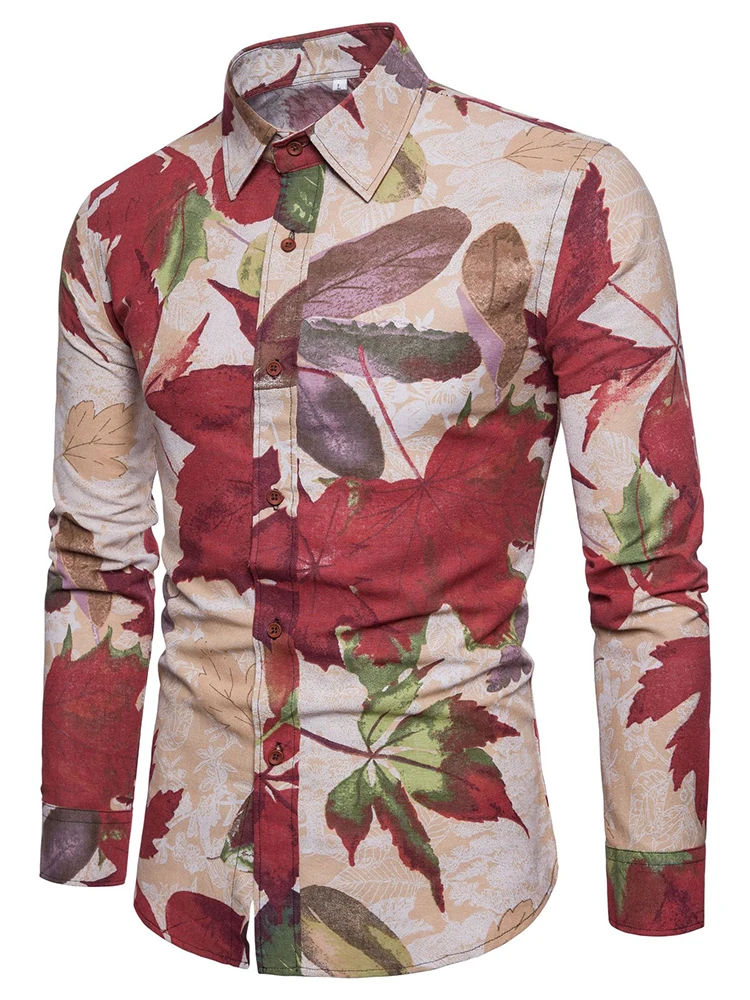 Vintage Leaf Print Long Sleeve Shirt Spring Mens Casual Turndown Collar Button Shirts 2022 Fashion Loose Cardigan Men Streetwear
Vintage Leaf Print Long Sleeve Shirt Spring Mens Casual Turndown Collar Button Shirts 2022 Fashion Loose Cardigan Men Streetwear