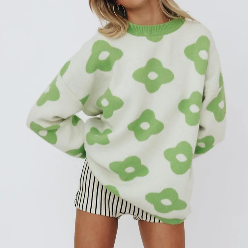 2021 Autumn/winter New Pullover Fashion Women's Casual Flower Pattern Round Neck Long-sleeved Knitted Bottoming Sweater Women
2021 Autumn/winter New Pullover Fashion Women's Casual Flower Pattern Round Neck Long-sleeved Knitted Bottoming Sweater Women