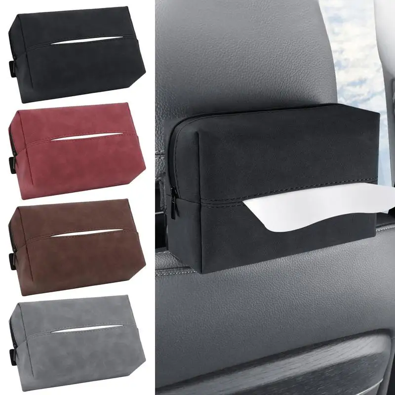 

Car Tissue Box Holder Leather Car Center Console Armrest Napkin Box Sun Visor Backseat Tissue Case With Fix Strap For Cars Sedan