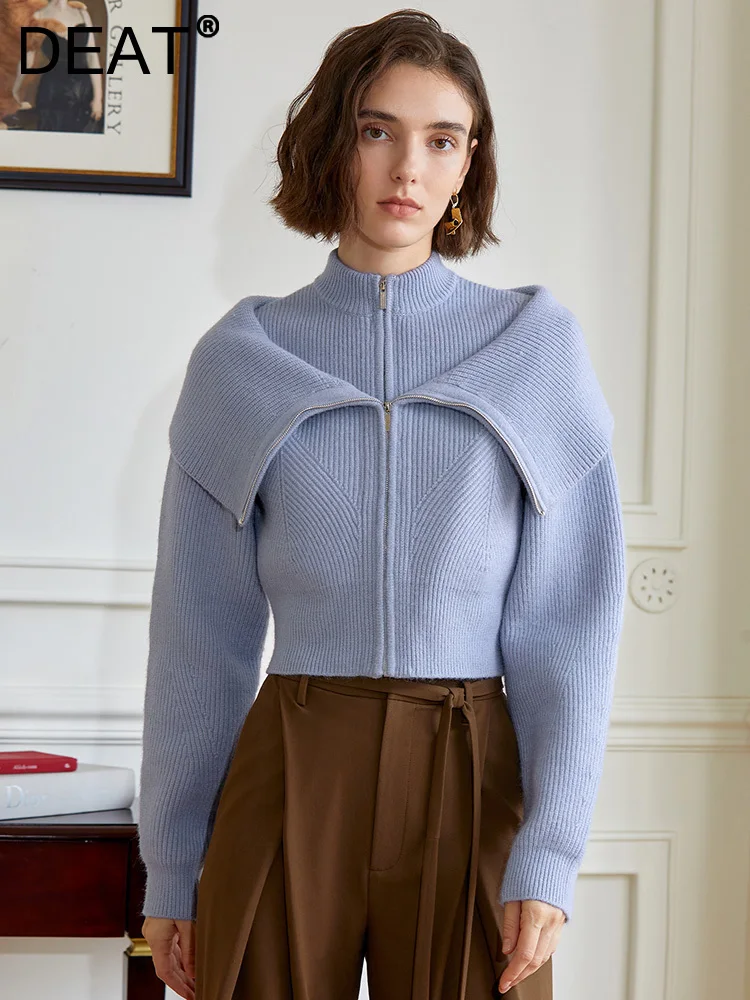 DEAT Fashion Women's 2 Pcs Set Knitted Mock Neck Zipper Short Wiastcoat Slim Lapel Blue Cardigan Suits Spring 2023 New 17A5232
DEAT Fashion Women's 2 Pcs Set Knitted Mock Neck Zipper Short Wiastcoat Slim Lapel Blue Cardigan Suits Spring 2023 New 17A5232