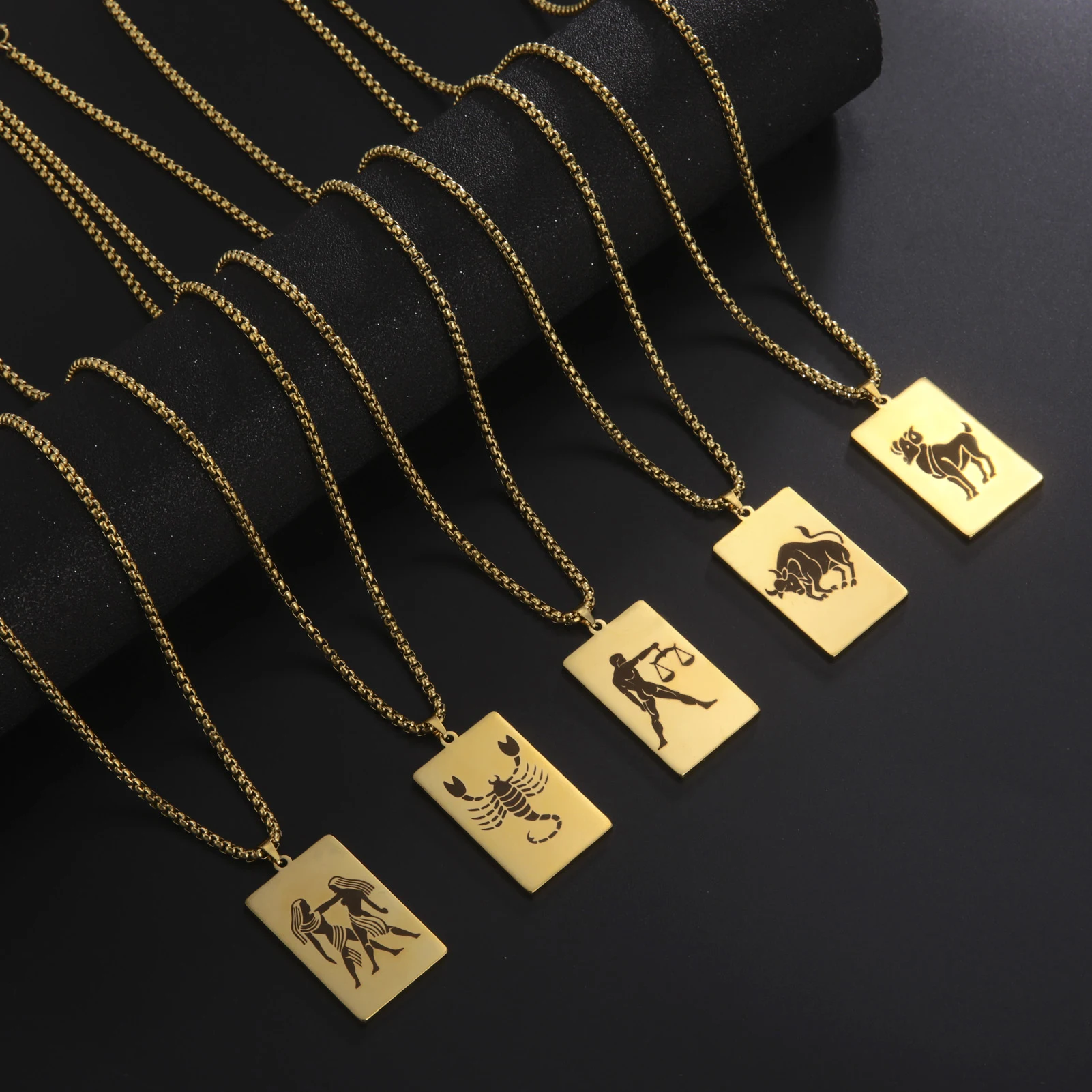 Ожерелье золотого цвета с 12 знаками Зодиака винтажное ожерелье из нержавеющей