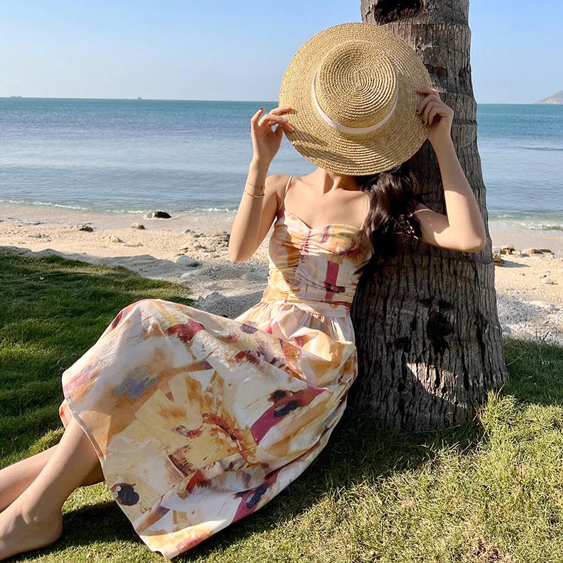 Beach Style Backless Women's Party Sexy Dress 2022 New High Waist Elegant Summer Vacation Printing Midi Female Clothing
Beach Style Backless Women's Party Sexy Dress 2022 New High Waist Elegant Summer Vacation Printing Midi Female Clothing