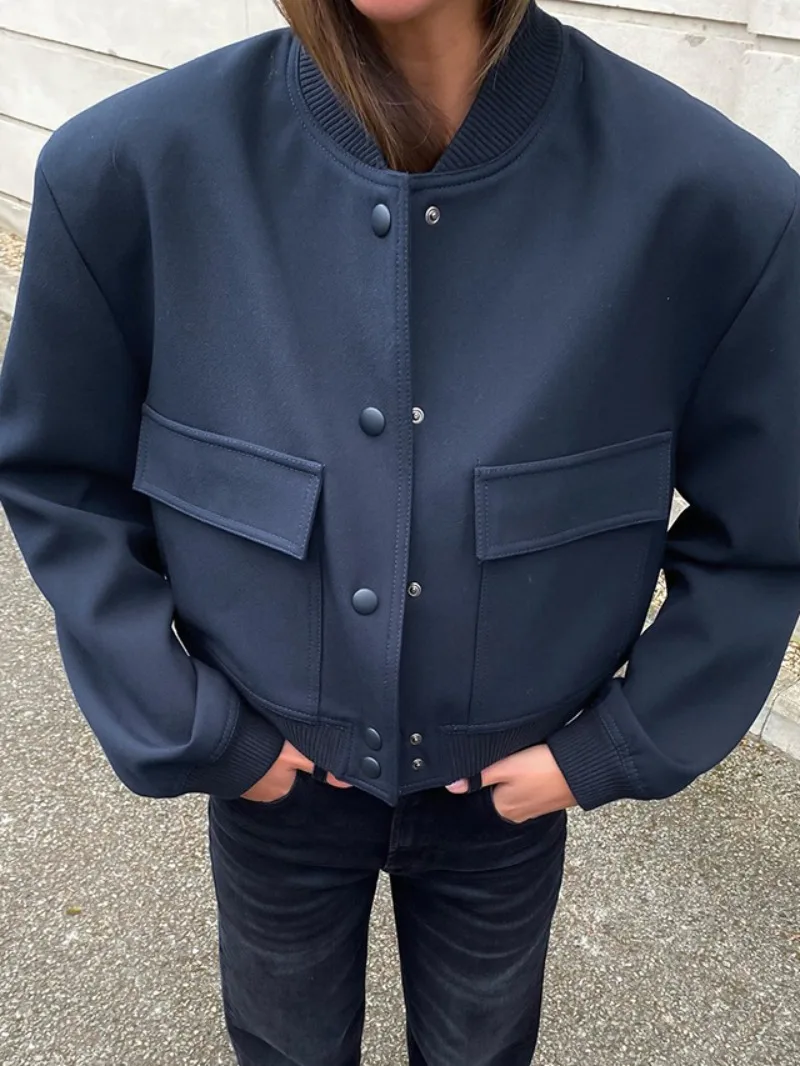 Autumn Winter Casual Bomber Jackets Solid Color Long Sleeve Pockets Single Breasted Basic Tops Streetwear Office Lady Coats 2023
Autumn Winter Casual Bomber Jackets Solid Color Long Sleeve Pockets Single Breasted Basic Tops Streetwear Office Lady Coats 2023