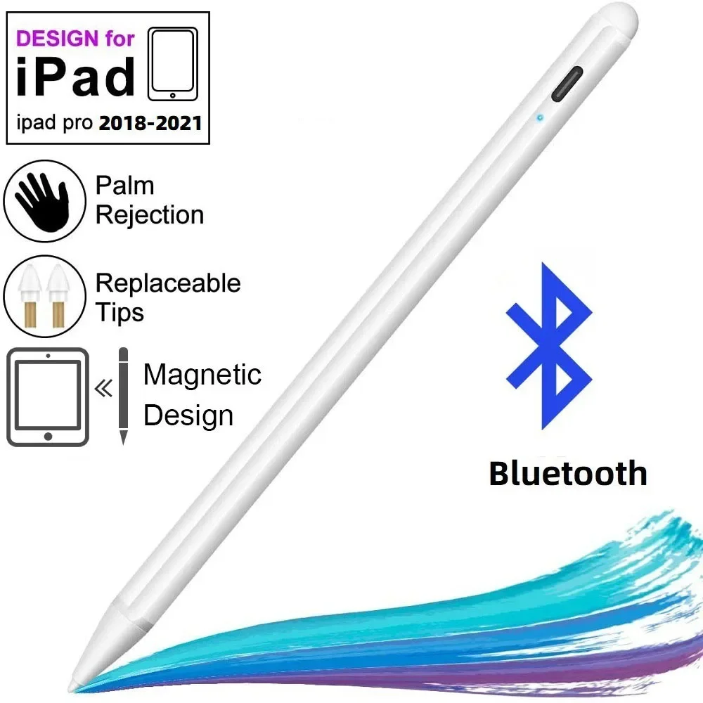 

Стилус-карандаш для Apple iPad с зарядной линией, стилус для рисования с умным сенсорным экраном для iPad Air Pro 12,9 2018-2023, стилус для письма Typec