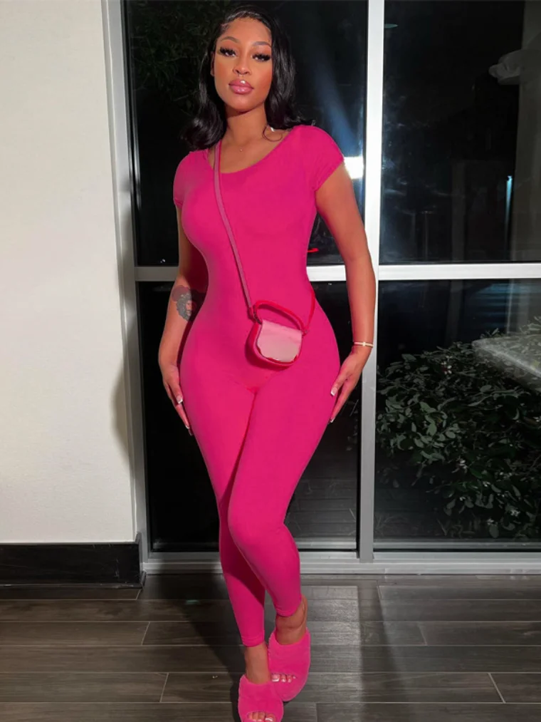 Casual Women's O-neck Short Sleeve Summer Jumpsuit Streetwear Y2K Female Overalls Fashion Sports Fitness One Piece Slim Bodysuit
Casual Women's O-neck Short Sleeve Summer Jumpsuit Streetwear Y2K Female Overalls Fashion Sports Fitness One Piece Slim Bodysuit