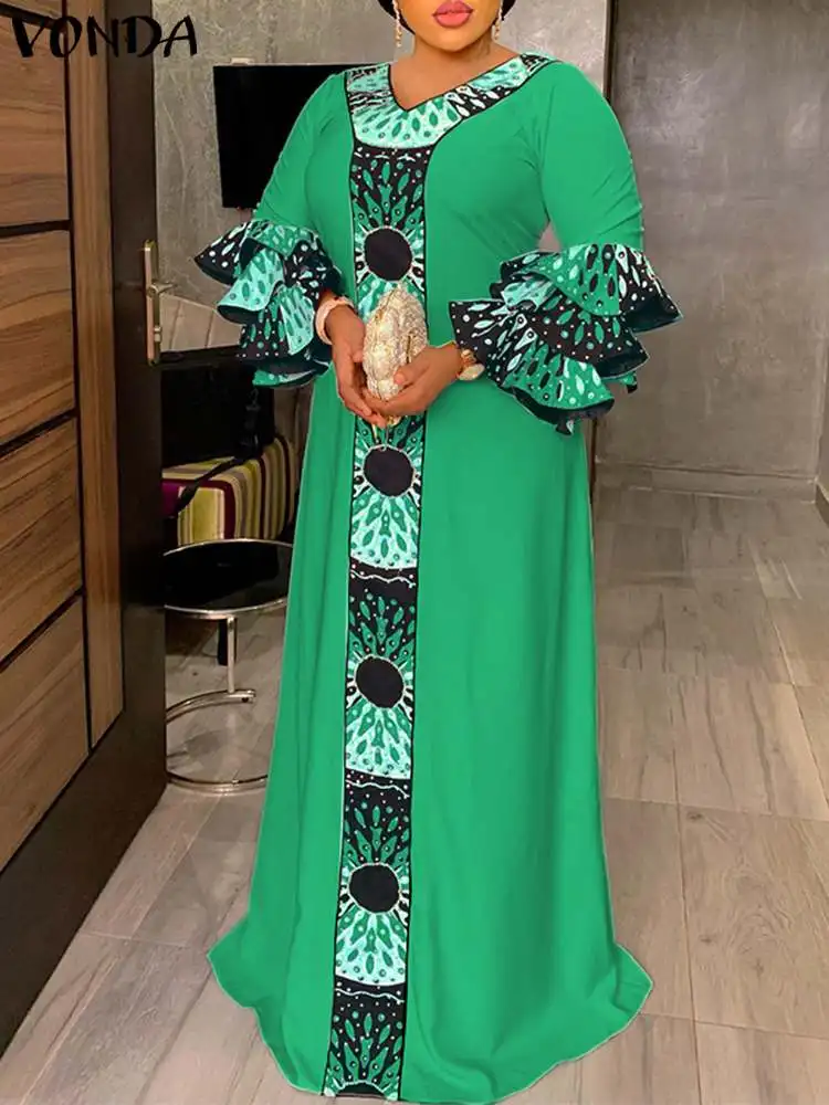 Bohemian Dress VONDA 2022 Summer Vintage 3/4 Sleeve V-Neck Party Maxi Sundress Ruffled Dress Casual Printed Patchwork Beach Robe
Bohemian Dress VONDA 2022 Summer Vintage 3/4 Sleeve V-Neck Party Maxi Sundress Ruffled Dress Casual Printed Patchwork Beach Robe