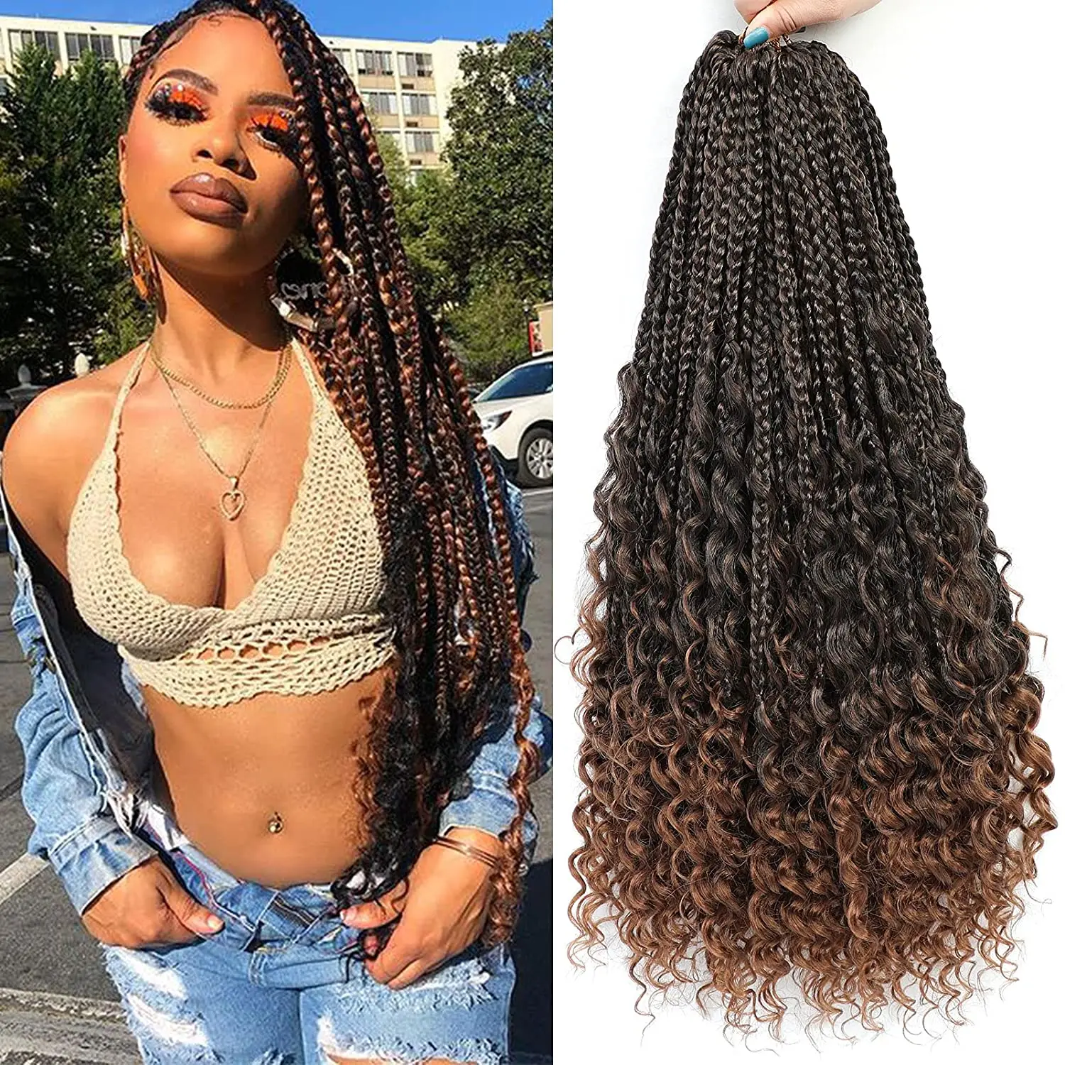 Sambraid Synthetic Braiding Hair Goddess Box Braids Crochet Hair Bohomian Crochet Curly Ends Crochet Braids Extension For Women
Sambraid Synthetic Braiding Hair Goddess Box Braids Crochet Hair Bohomian Crochet Curly Ends Crochet Braids Extension For Women