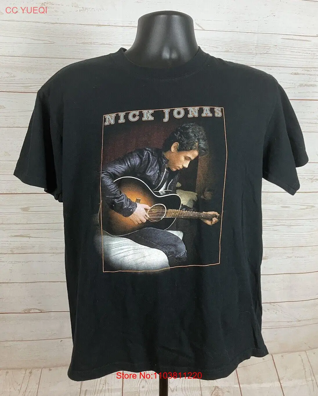 Мужская туристическая рубашка Nick Jonas 2010 средняя черная с коротким рукавом для
