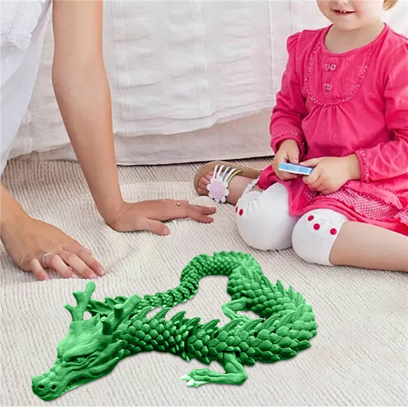 3D Печатный шарнирный дракон, китайский Лонг, гибкий реалистичный товар, украшение для дома и офиса, подарок для детей