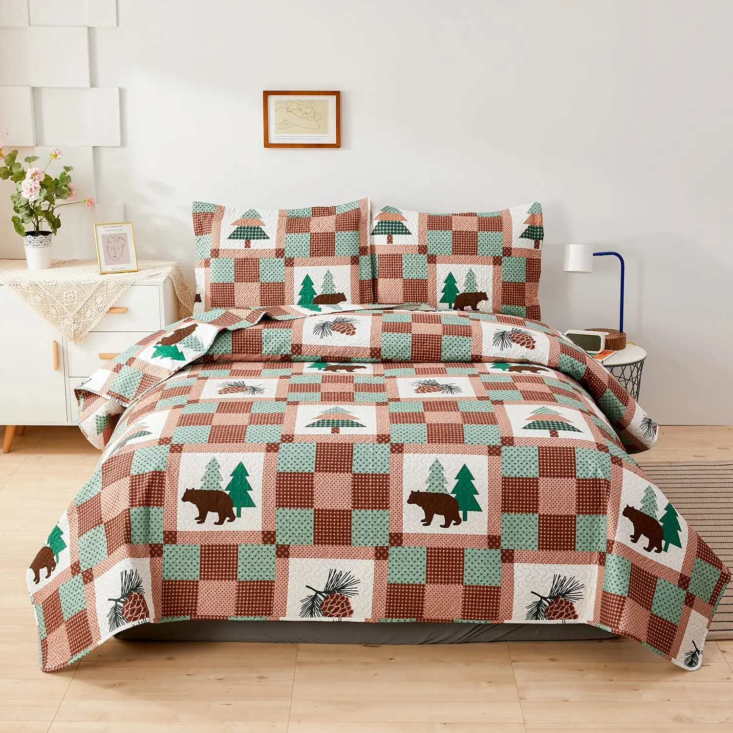 Lodge Quilt Set Full/Queen Size, Rustic Cabin Bedspread Coverlet Bear Bedding Set Reversible Animal Printed Bedcover
Lodge Quilt Set Full/Queen Size, Rustic Cabin Bedspread Coverlet Bear Bedding Set Reversible Animal Printed Bedcover