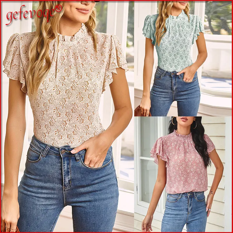 Floral Print Ruffles Short Sleeve Elegant Blouses Women Casual Fashion Sweet Shirt 2022 Summer Office Ladies Tops Vintage Blouse
Floral Print Ruffles Short Sleeve Elegant Blouses Women Casual Fashion Sweet Shirt 2022 Summer Office Ladies Tops Vintage Blouse