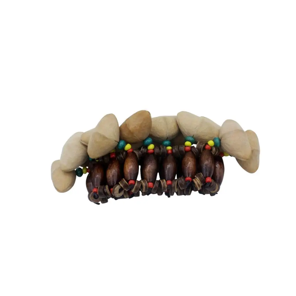 African Wooden Nut Tambourine Handbell, Tribal Style Bracelet 
African Wooden Nut Tambourine Handbell, Tribal Style Bracelet