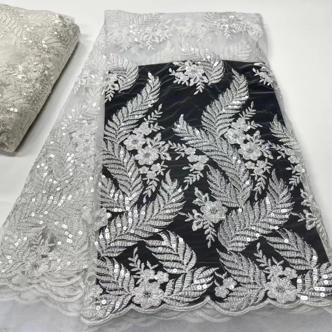 White color African Lace Fabric 2022 High Quality Nigerian Lace Fabric 5 Yards French Sequins Lace For Wedding Dress
White color African Lace Fabric 2022 High Quality Nigerian Lace Fabric 5 Yards French Sequins Lace For Wedding Dress