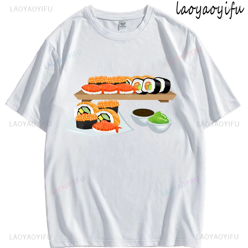 Sushi Dragon Roll японская еда Kawaii аниме суши футболка с принтом для мужчин и женщин