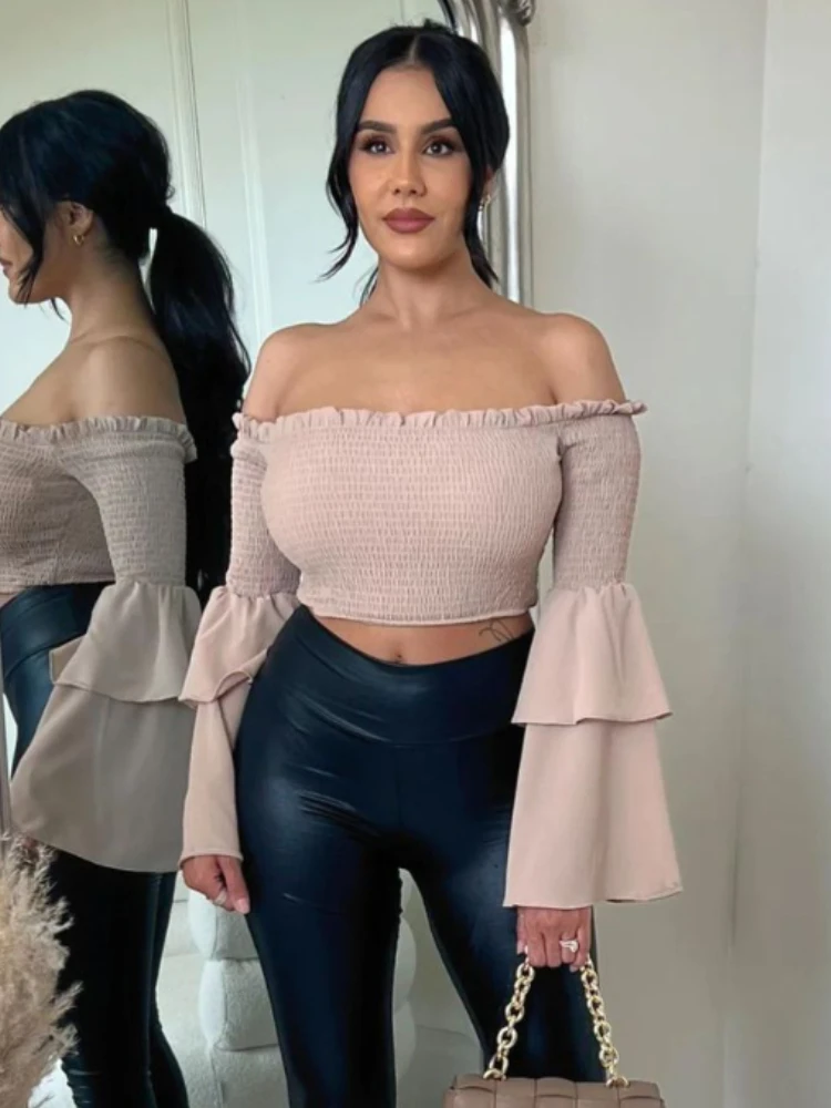 Off Shoulder Tops Sheath Folds Long Butterfly Sleeves Short Pullover Sexy Wrap Casual Club Evening Party Blouses
Off Shoulder Tops Sheath Folds Long Butterfly Sleeves Short Pullover Sexy Wrap Casual Club Evening Party Blouses