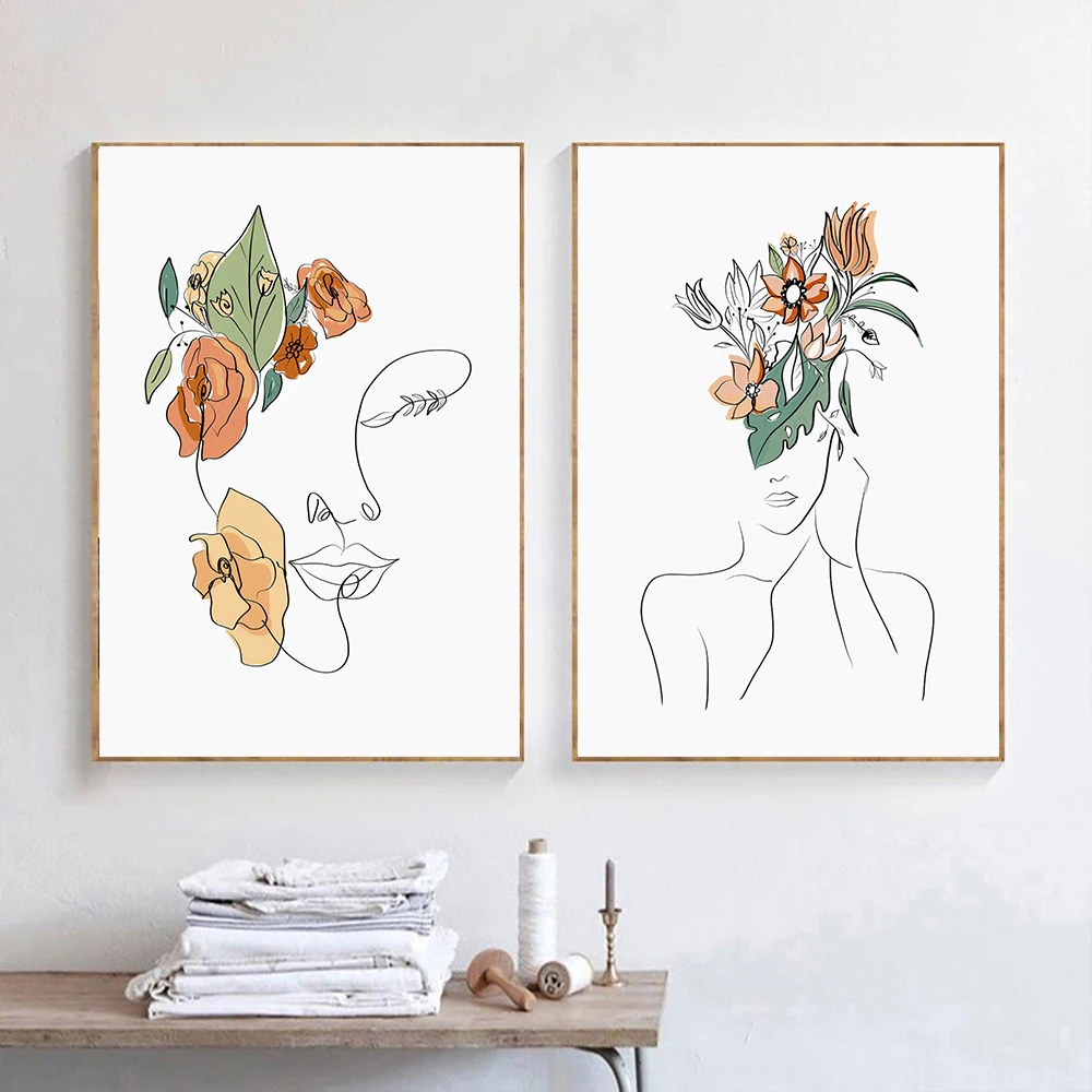 Abstract Woman Face Line Drawing Print Watercolor Flower Leaves Poster Minimalist Canvas Painting Wall Picture Living Room Decor
Abstract Woman Face Line Drawing Print Watercolor Flower Leaves Poster Minimalist Canvas Painting Wall Picture Living Room Decor