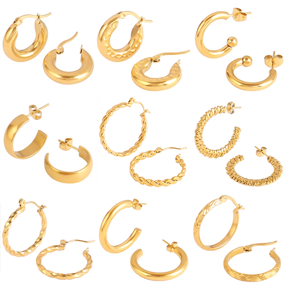 Punk Stainless Steel Earring Gold Color Simple Hoop Earrings Trendy Large Circle Round Earrings For Women Jewelry
Punk Stainless Steel Earring Gold Color Simple Hoop Earrings Trendy Large Circle Round Earrings For Women Jewelry